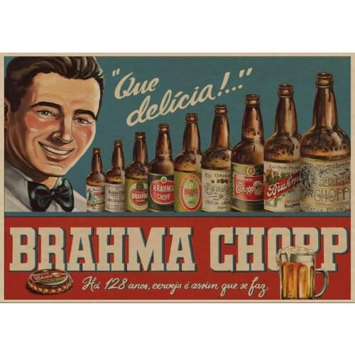Beer wine poster history Bar Restaurant decor Vintage kraft paper poster beer A4