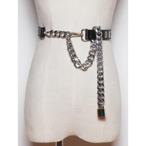 Punk Fashion Women PU Waist Belt Designer Luxury Wide Lock Waist Chain Strap Dress Coat Sweater Corset Adjustable Plus Size Belt