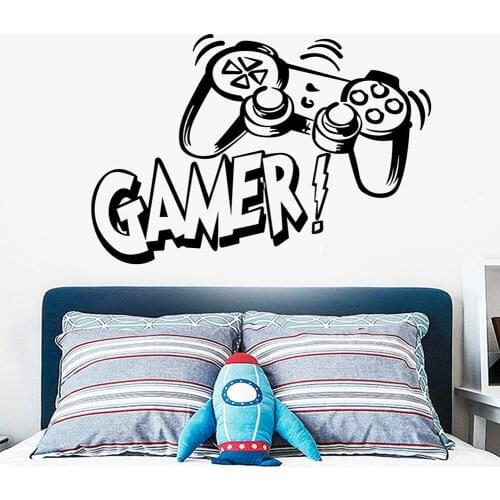 Carved Gamer Vinyl Wall Sticker game room For Kids Room Decoration Wall Murals boys bedroom Decor gaming poster wallpaper