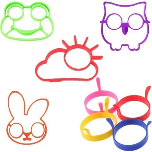 DIY Omelette Mould Silicone Smiley Rabbit Owl Cat Frog Shape Egg Tool Metal Love Flower Shaped Cooking Tool Kitchen Accessories