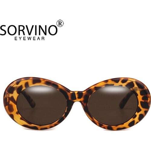 SORVINO Retro Kurt Cobain Small Oval Sunglasses Women Designer Clout Goggles Leopard Pink Sun Glasses Big Fashion Shades Sn259