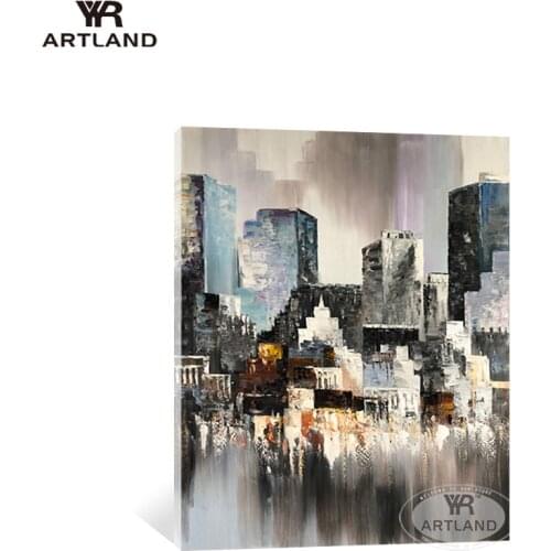 Modern city building landscpae Handmade canvas oil painting wall art pictures home decration for living room bedroom no framed