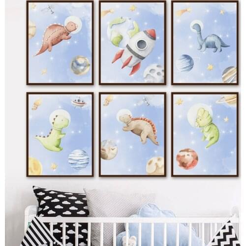 Stegosaurus Diplodocus Cartoon Dinosaur Planet Wall Art Canvas Painting Nordic Posters And Prints Wall Pictures Kids Room Decor