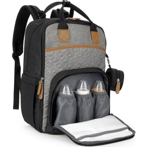 Baby diaper bag, large-capacity travel backpack, baby care bag with changing mat, pacifier bag, suitable for newborn mothers