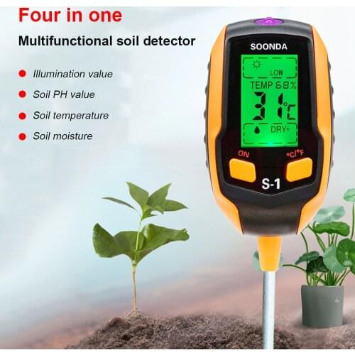 4-in-1 Soil Tester Multifunctional Soil Detector Moisture Meter pH Meter Temperature Moisture Sunlight Intensity PH Tester