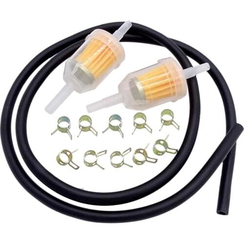 Scooter Motorcycle Gasoline Fuel Line Fuel Filter 6-8MM 1/4" Tube Clamp Set