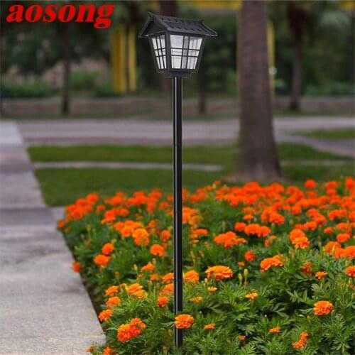 AOSONG Outdoor Solar Lawn Light Contemporary Waterproof IP65 Garden Lamp Home For Villa Duplex Park