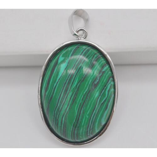 Green Malachite Stone Bead Oval GEM Pendant Jewelry S930