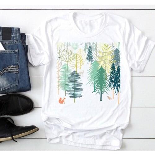 Women Short Sleeve Watercolor Printing Fashion Cartoon Summer Graphic T Top Lady Print Tee Female Tshirts Clothes T-Shirt