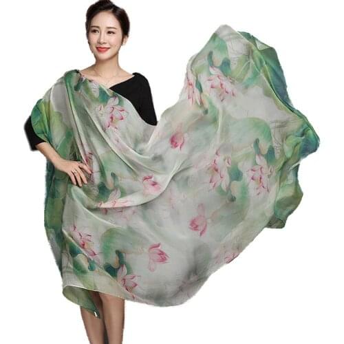 Womens 100% Silk Long Scarf Capes Sunscreen Shawl Wraps Comfortable Breathable Ultrathin Transparent 175*105CM