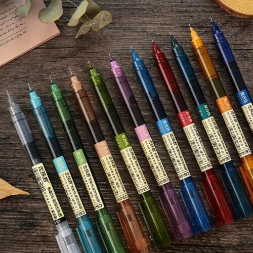 5 pcs High Capacity Straight Liquid Gel Pen DS-904 Quick Dry Vintage Colour Ink 10 Colors Set 0.5mm Needle Shaped Nib Handbook