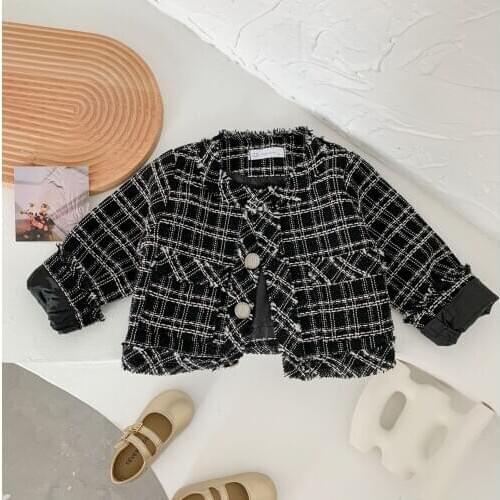 Winter Coat For Girls Plaid Jacket For Girls cardigan Kids Outerwear Autumn fragrance short jacket Teenage Clothes For Girls