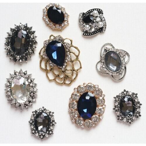 10Pcs Oval Rhinestone Embellishments Buttons Flatback Decorative For Handicraft Bowknot Flower Decoration DIY Craft Supplies