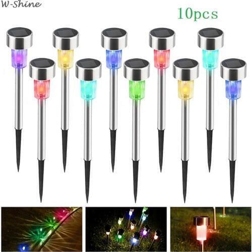 10pcs Waterproof Solar Lawn Light For Garden Decorative Outdoor Solar Lamp Stainless Steel Waterproof Path Lights