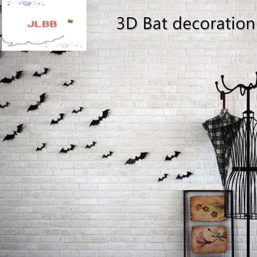 12 Pieces Black Attractive 3D Bat Sticker Removable Wall Sticker High Quality Halloween Festival DIY Sticker Home Decoration