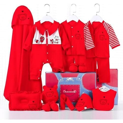 17 Piece Newborn Baby Set Boy Clothes 100% Cotton Infant Suit Baby Girl Clothes Outfits Pants Baby Clothing Hat Bib Ropa De Bebe