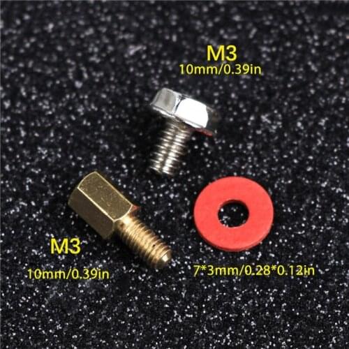 20Pcs Golden Motherboard Riser+Screws Computer Red Washers 6.5mm 6-32-M3 Gasket