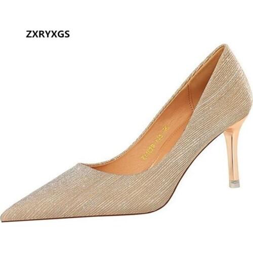 2021 New European American Style Stiletto Fashion Sexy Was Slim Women High Heel Shoes Pointy Shiny Sequined Women Pumps Shoes