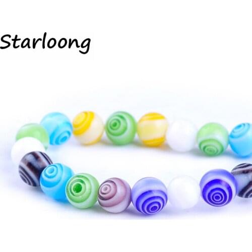 63pcs/string colors mixed 6mm round shape stripe beads strand lampwork glazed glass beads DIY jewelry making bracelet necklace