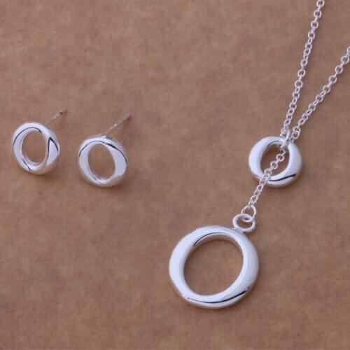 AS098 Hot Lucky Silver Color Jewelry Sets For Women Jewelry Sets Earring 191 + Necklace 601 /dmqamdxa Bgkajxra