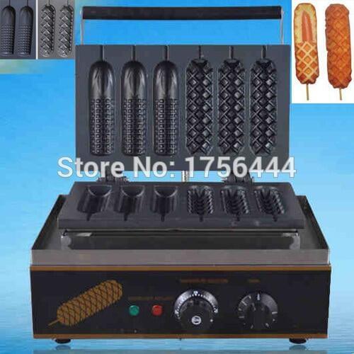 Free Shipping Commercial Use Non-stick 6pcs 110v 220v Electric French Corn Dogs Maker Iron Baker Machine
