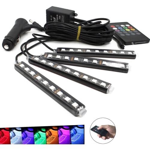 Wireless Remote/Music/Voice Control Car RGB LED Neon Interior Light Lamp Strip Decorative Lights Room Home Auto Gadgets ZM56