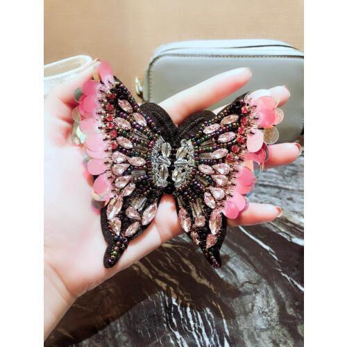 Butterfrly rhinestone bead crystal sequins patches Shoes Bags applique decoration sewing on patch Clothing accessories Apparel