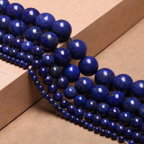 1 Strand Natural Stone Beads Colored Lapis Lazuli Loose Bead 4 6 8 10 12mm Pick Size Handmade Bracelet Earring Materials Jewelry