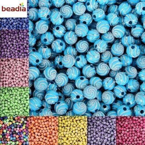 100piece/lot Dia 8mm Hole 1.8mm 13 Colors Screw Shiny Acrylic Round Ball Spacer Loose Beads for Bracelet Necklace Jewelry Making
