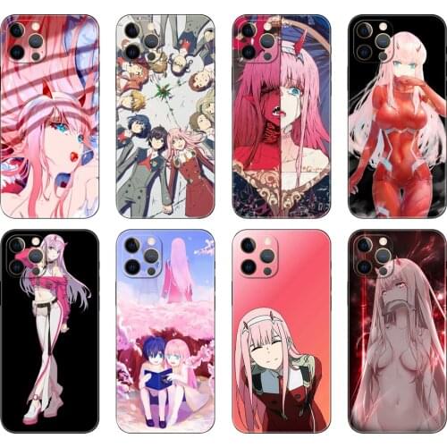 Black tpu case for iphone5s se 2020 6 6s 7 8 plus x 10 XR XS 11 12 mini pro MAX back cover Zero Two Darling in the FranXX Anime
