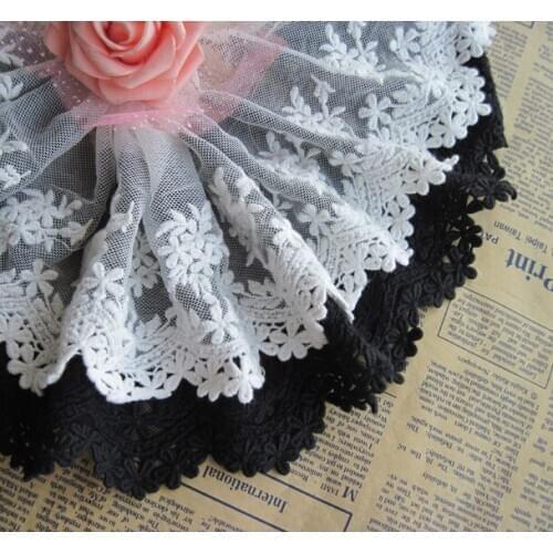 Black and white lace flower cotton crochet lace embroidery cloth wholesale garment accessories DIY wide 13cm