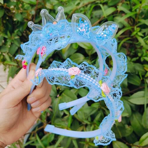 2pcs Girls Lace Flower hair band Fashion All-match kids hair hoop New Arrival Baby Lace crown hairpin Children hair accessories
