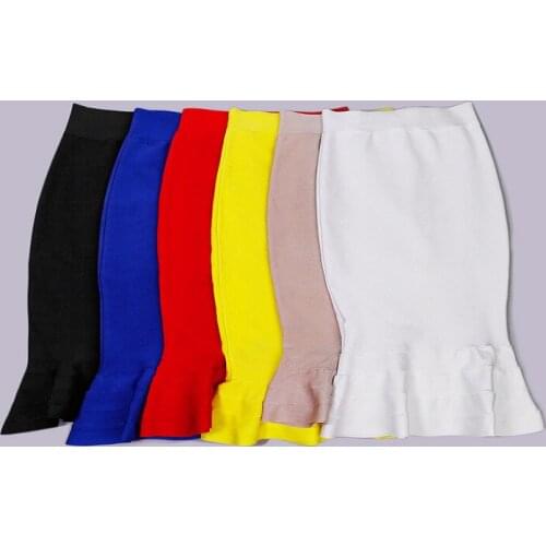 Elastic knitted sexy womens knee length high waist rayon hl new fashion 2017 fishtail mermaid bandage skirt