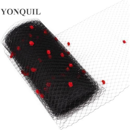 Birdcage Veil Black Veils With Red Dot 25CM Width Veiling DIY Hair Accessories Netting Wedding Fascinator Base Hat Material