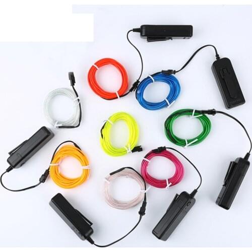 EL Wire 3V Battery Flexible led Light strip Tube waterproof Car Party Clothing Wedding el wire + converter Flexible Neon Light