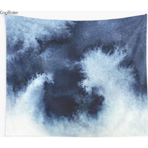 Indigo Nebula Blue Abstract Painting Wall Tapestry Cover Beach Towel Throw Blanket Picnic Yoga Mat Home Decoration