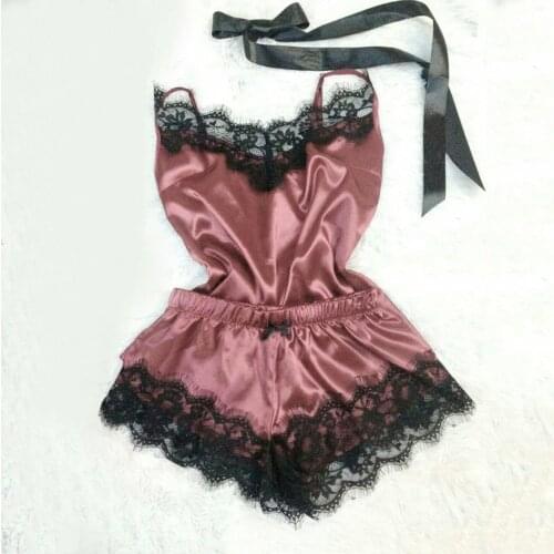 Bow Lace Pajamas Set Sexy Sleepwear Lingerie Temptation Babydoll Underwear Nightdress Sleepwear Spaghetti Strap Sexy Pyjama 2021