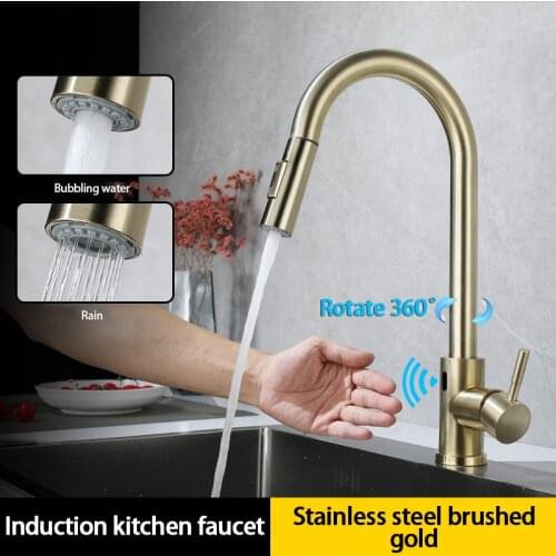 Kitchen Faucets Smart Sensor Pull-Out Hot And Cold Water Switch Mixer Tap Stainless Steel Smart Induction Smart Touch Spray Tap
