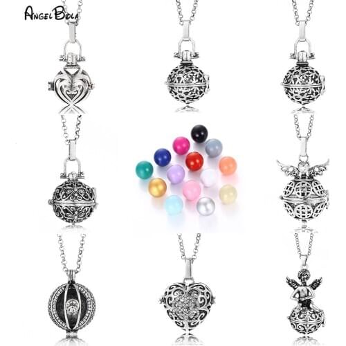 Harmony Bola Locket Open Cage Pendant for Angel Caller Opal Ball Floating Aroma Essential Oil Diffuser Pregnant Lockets Charms
