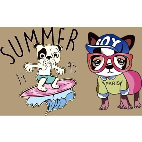 Dog Portrait Ironing on Heat Transfer A-level Washable Vinyl Patches Stickers for Clothes DIY Appliques Wholesale Animal Patches