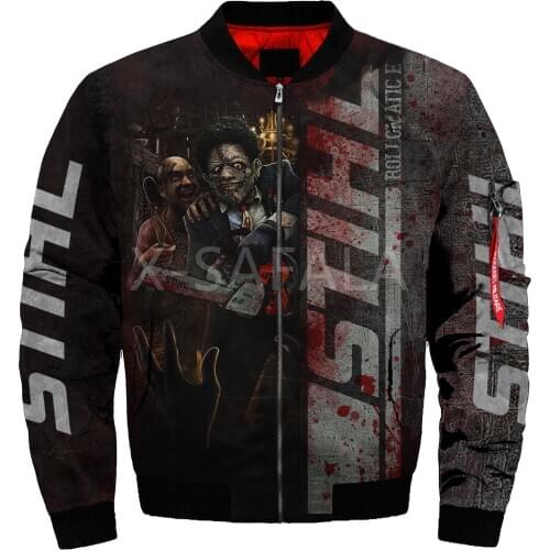 Mens Unisex 3D Bomber Jackets Happy Halloween Skull Print Zipper Flight Jacket Casual Thick Coats Unisex Harajuku Streetwear