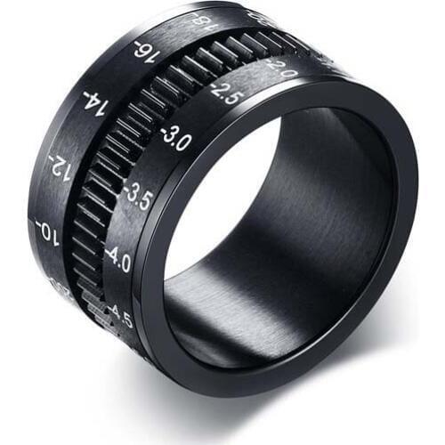 Hot Sale Black Rotatable Camera Lens Stainless Steel Rings For Men