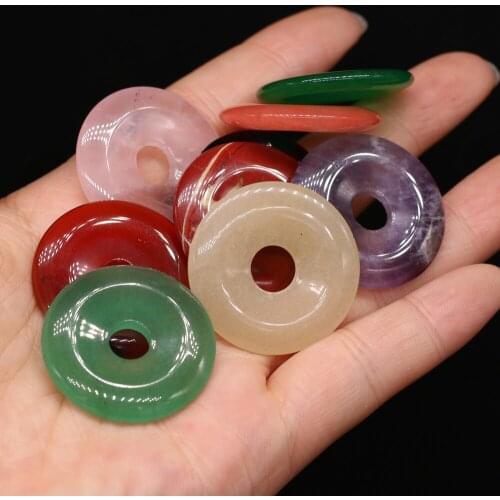 Natural Gem Stone Big Hole Beads Round Rose Pink Quartz Tiger Eye Loose Beads Charms for Jewelry Making DIY Necklace Earring