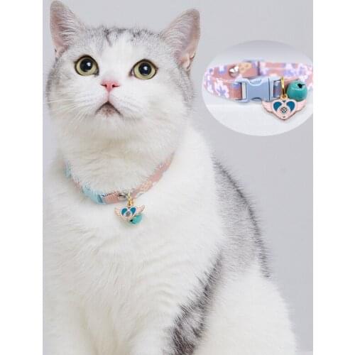 Pet Cat Bell Collar Puppy Cute Collar Cat Necklace Kitten Accessories Pet Supplies Harness Soft Adjustable Rainbow Nylon Weave