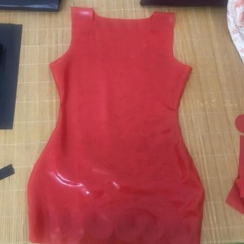 Sexy bright Latex Dress Sexy Clubwear Catsuit Mini Latex Dress Shapewear Rubber Sleeveless sexy Moulded Dress Fetish club dress