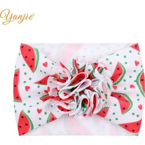 Summer Printed Flower Headband Ruffle Topknot Floral Turban For Girls Cute Infant Baby Head Wrap Kids Hair Accessories Wholesale