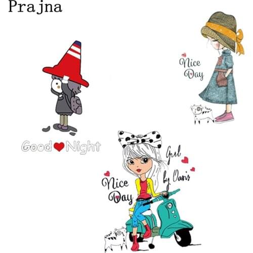 Prajna Anime Cute Girl Printable Heat Transfer Vinyl Iron Sticker Patches Iron On Transfers For Kids Clothes Applique E