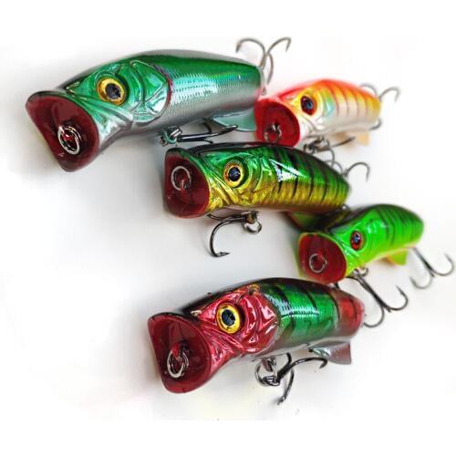 5pcs Fishing Popper 7.5cm/11.5g Topwater Lure Fishing with Anal fin Fishing Wobbler Crankbait Artificial Bait