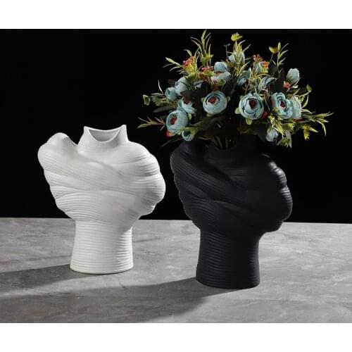 DXUIALOI Simple Distorted Irregular Vase Decoration Ceramic Crafts Living Room Desktop Flower Arrangement Vase Home Decoration