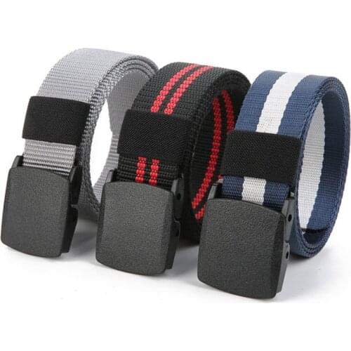 Mens Outdoor Sports Military Tactical Nylon Adjustable Belt Canvas Waist Belt With Metal Plastic Buckle Male Casual Fabric Belt